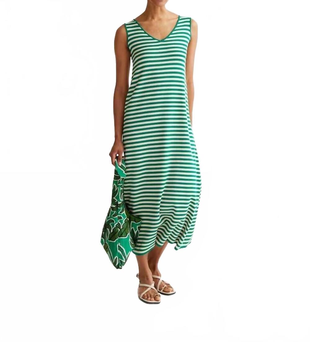 NEW COMPANIA FANTASTICA sleeveless stripe maxi dress in green